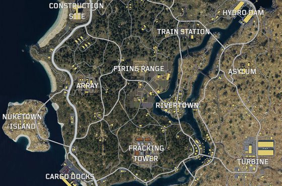Este es el mapa del modo Battle Royale (Blackout) de Call of Duty: Black Ops 4