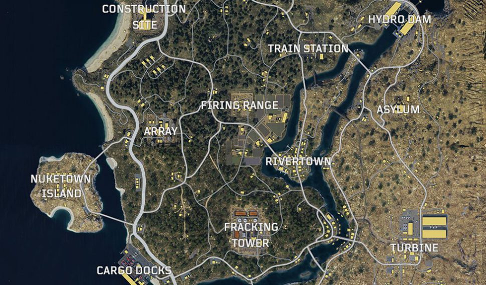 Este es el mapa del modo Battle Royale (Blackout) de Call of Duty: Black Ops 4