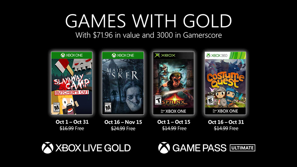 Xbox Games with Gold de octubre de 2020