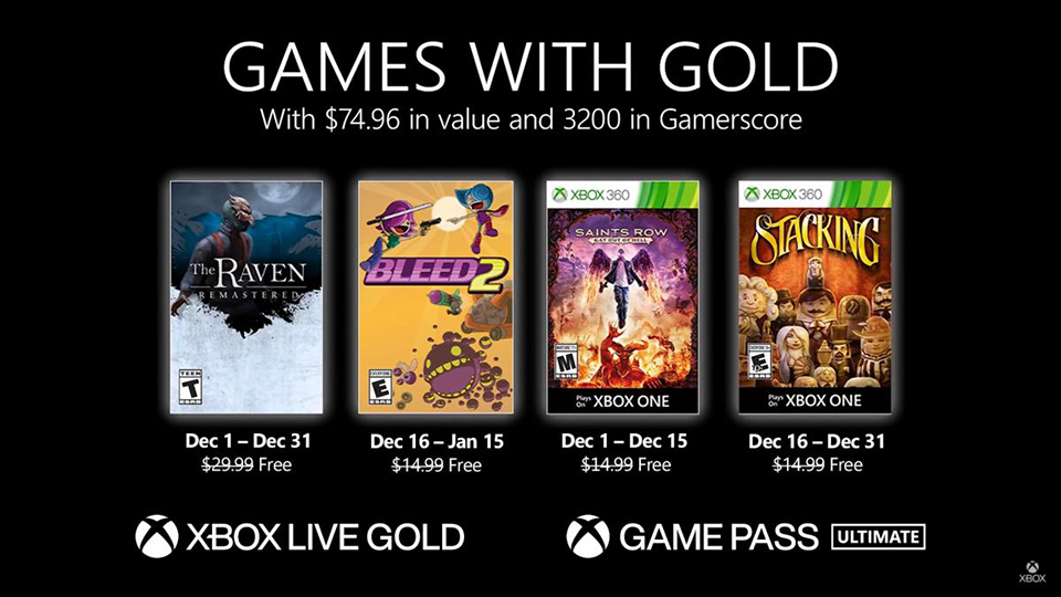 Xbox Games with Gold de diciembre de 2020