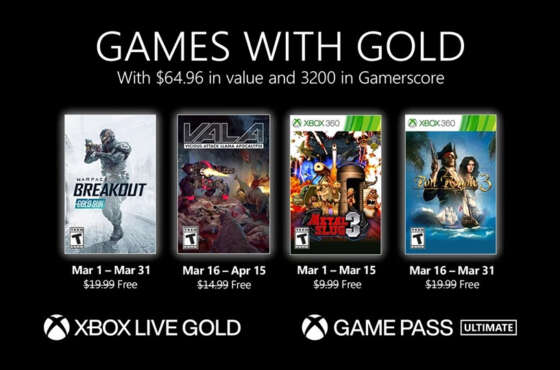 Anunciados los Games with Gold de marzo de 2021