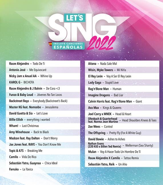 Let’s Sing 2022, lista de canciones PureGaming Videojuegos